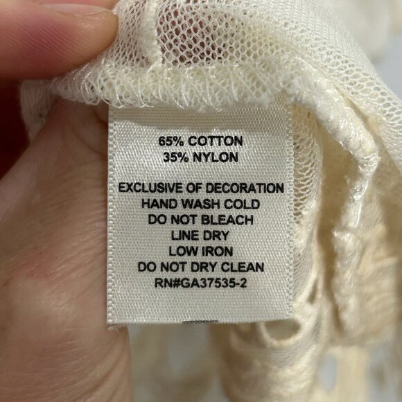 Monteau Los Angeles Lightweight Sheer Lace Embroidered Kimono Cardigan Size L Bo - Picture 6 of 9